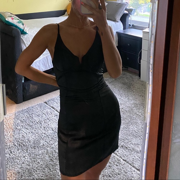 PacSun black mini satin dress w/ underwire - Picture 2 of 7